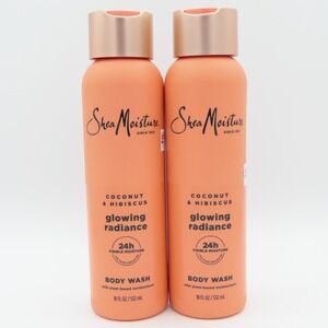 Shea Moisture Glowing Radiance Coconut & Hibiscus 24HR Body Wash 2 Pack 18 oz Ea